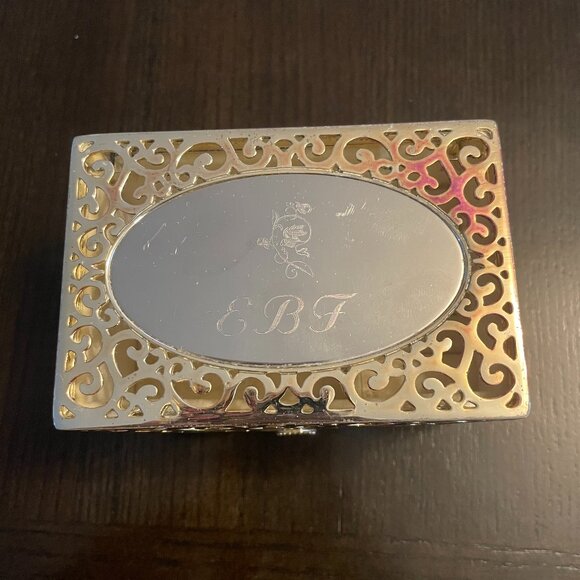 Engraved Silver and gold plated jewelry box (EBF) - Picture 1 of 8